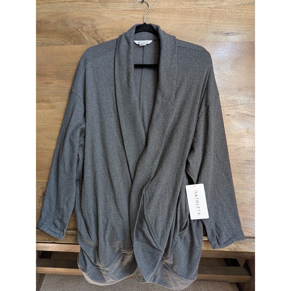 Athleta Presence Cocoon Wrap Cardigan Womens 2X Dark Gray Long Sleeve Open NWT